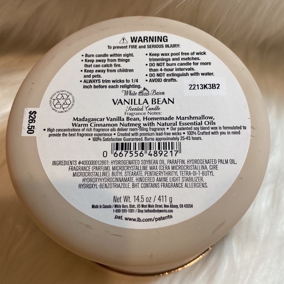 “VANILLA BEAN” fragrance, BBW / WB, 3-Wick Scented Candle, Box, NWTag on base - Picture 4 of 9